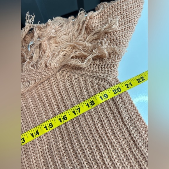 NWT Lulus Sew Prepared Dusty Rose Fringe Knit Off Shoulder Sweater Sz S - Picture 8 of 11